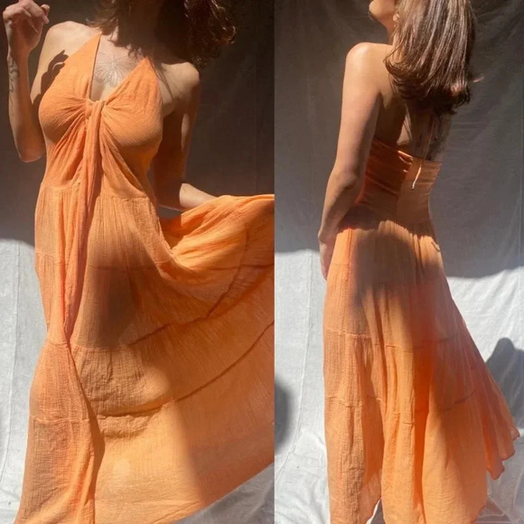 Free People Endless Summer A Little Extra Maxi Dress Papaya Size Small NWOT $128 - Picture 8 of 10